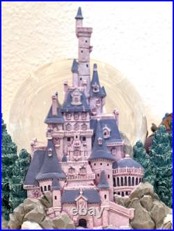 Vintage Beauty And The Beast Belle Musical Snow Globe Winter Scene Feeding Birds