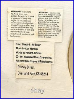 Vintage Beauty And The Beast Belle Musical Snow Globe Winter Scene Feeding Birds