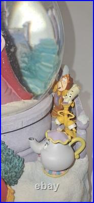 Vintage Disney Beauty And The Beast Musical Snow Globe Winter Scene Birds 1991