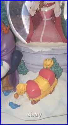 Vintage Disney Beauty And The Beast Musical Snow Globe Winter Scene Birds 1991
