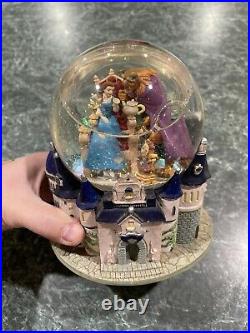 Vintage Disney Beauty & The Beast Castle Musical Water Snow Globe RARE