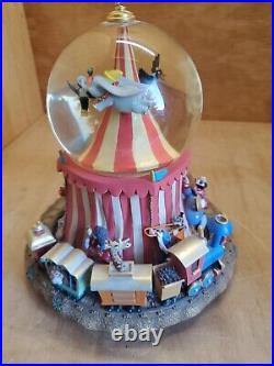 Vintage Disney Flying Dumbo Train Snow Globe Plays Casey Junior Tune Pre-owned