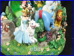 Vintage Disney Four Parks One World Multi Character Monorail Musical Snow Globe