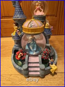 Vintage Disney Magical Princess Castle Snow Water Globe Musical Lights Rare