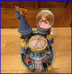 Vintage Disney Magical Princess Castle Snow Water Globe Musical Lights Rare