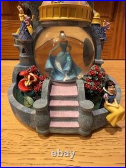 Vintage Disney Magical Princess Castle Snow Water Globe Musical Lights Rare