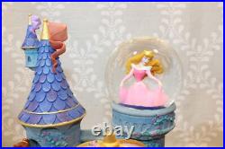 Vintage Disney Magical Princess Castle Snow Water Globe Musical Lights Rare
