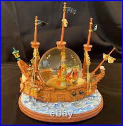 Vintage Disney Peter Pan Captain Hook Pirate Ship Musical Snowglobe You Can Fly