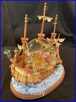 Vintage Disney Peter Pan Captain Hook Pirate Ship Musical Snowglobe You Can Fly