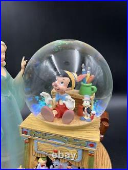 Vintage Disney Pinocchio And The Blue Fairy Snow Globe Music Box Toyland