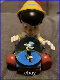 Vintage Disney Pinocchio Jiminy Cricket Snow Globe Musical Figurine Collectible
