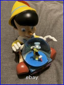 Vintage Disney Pinocchio Jiminy Cricket Snow Globe Musical Figurine Collectible