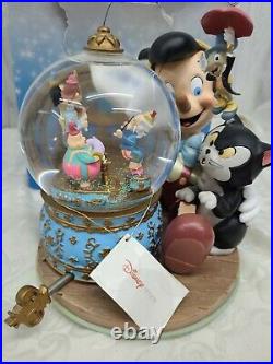 Vintage Disney Pinocchio & Jimminy Snow Globe Large & RARE HTF