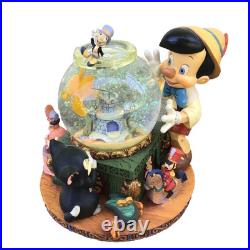 Vintage Disney Pinocchio Toyland Fishbowl Cleo Figoro Musical Snow Globe Jiminy