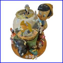 Vintage Disney Pinocchio Toyland Fishbowl Musical Snow Globe Cleo Figaro WORKS