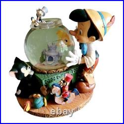 Vintage Disney Pinocchio Toyland Fishbowl Musical Snow Globe Cleo Figaro WORKS