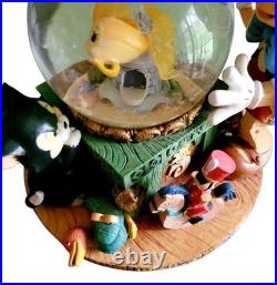 Vintage Disney Pinocchio Toyland Fishbowl Musical Snow Globe Cleo Figaro WORKS