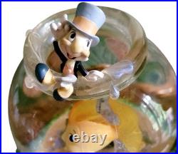 Vintage Disney Pinocchio Toyland Fishbowl Musical Snow Globe Cleo Figaro WORKS