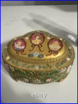 Vintage Disney Princesses Ballerina Water Globe Musical Jewelry Box WORKS