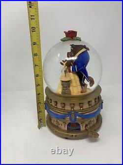 Vintage Disney Store Large Beauty & The Beast Snow Globe Music Box withbox
