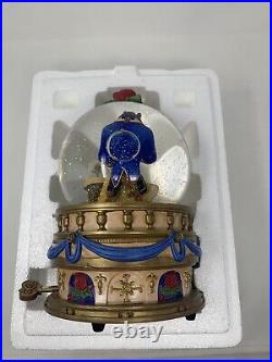 Vintage Disney Store Large Beauty & The Beast Snow Globe Music Box withbox