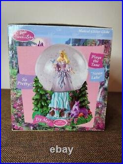 Vintage NOS New In Box 2003 Barbie Swan Lake Glitter Musical Snow Globe
