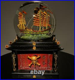Vintage Walt Disney Snow Globe Pirates of the Caribbean WithKey Lights Up Music