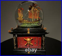 Vintage Walt Disney Snow Globe Pirates of the Caribbean WithKey Lights Up Music