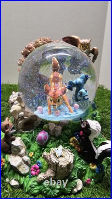 Vntg Disney Bambi And Friends Musical Waltz Of The Flowers Snow Globe In Box