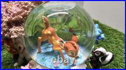 Vntg Disney Bambi And Friends Musical Waltz Of The Flowers Snow Globe In Box