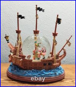 Vtg Disney Peter Pan Captain Hook pirate ship musical You Can Fly Snow Globe