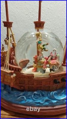 Vtg Disney Peter Pan Captain Hook pirate ship musical You Can Fly Snow Globe