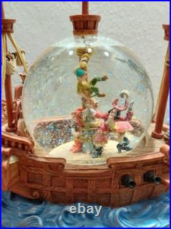 Vtg Disney Peter Pan Captain Hook pirate ship musical You Can Fly Snow Globe