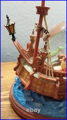 Vtg Disney Peter Pan Captain Hook pirate ship musical You Can Fly Snow Globe