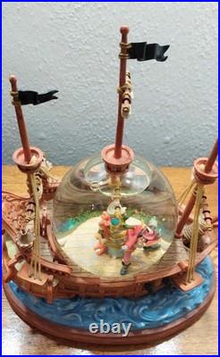 Vtg Disney Peter Pan Captain Hook pirate ship musical You Can Fly Snow Globe