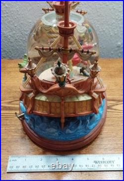 Vtg Disney Peter Pan Captain Hook pirate ship musical You Can Fly Snow Globe
