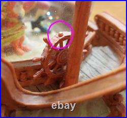 Vtg Disney Peter Pan Captain Hook pirate ship musical You Can Fly Snow Globe