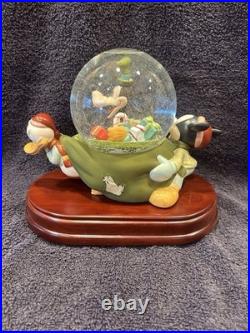 Walt Disney Collectibles Christmas Sack Mickey Donald and Goofy Snow Globe