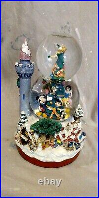 Walt Disney Double Snow Globe We Wish You A Merry Christmas Snow White Mickey