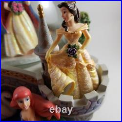 Walt Disney Princess Snow Globe Musical Ariel Snow White Belle Cinderella EUC