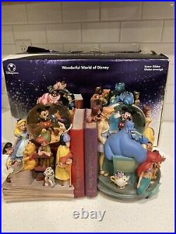 Walt Disney Through The Years Vol. 1 & 2 Music Box Snowglobe Bookends Set