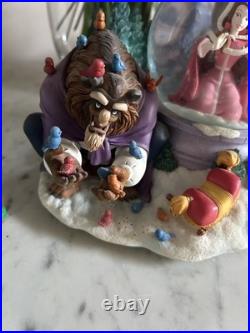Winter Theme Rare Disney Beauty and the Beast Figure Snow Globe with Music Box