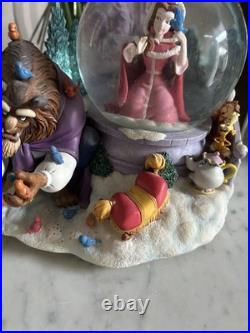 Winter Theme Rare Disney Beauty and the Beast Figure Snow Globe with Music Box