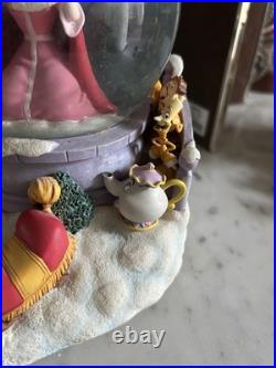 Winter Theme Rare Disney Beauty and the Beast Figure Snow Globe with Music Box