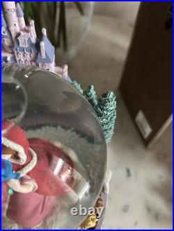 Winter Theme Rare Disney Beauty and the Beast Figure Snow Globe with Music Box