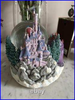 Winter Theme Rare Disney Beauty and the Beast Figure Snow Globe with Music Box