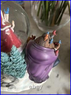 Winter Theme Rare Disney Beauty and the Beast Figure Snow Globe with Music Box
