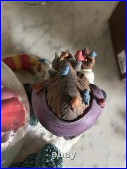 Winter Theme Rare Disney Beauty and the Beast Figure Snow Globe with Music Box