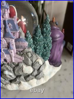 Winter Theme Rare Disney Beauty and the Beast Figure Snow Globe with Music Box